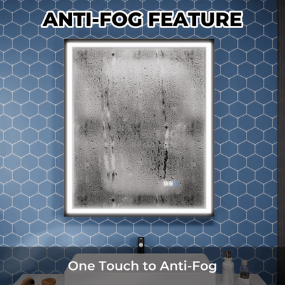 Verloar 30" W x 36" H Lighted Bathroom  Mirror,Dimmable,Anti Fog,Front-Lit Illumination