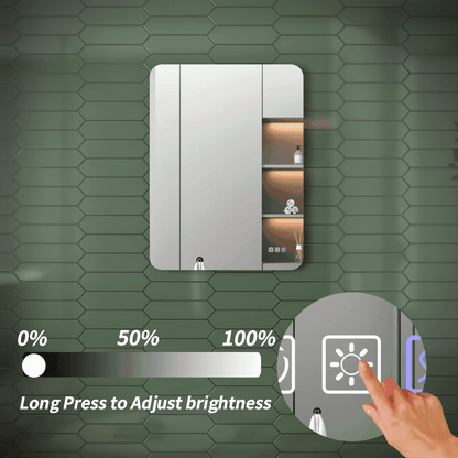 Brivaro 24" x 32" Backlit LED Bathroom Mirror with Nano-Tempered Glass, Anti-Fog, Dimmable, 3 Lighting Modes