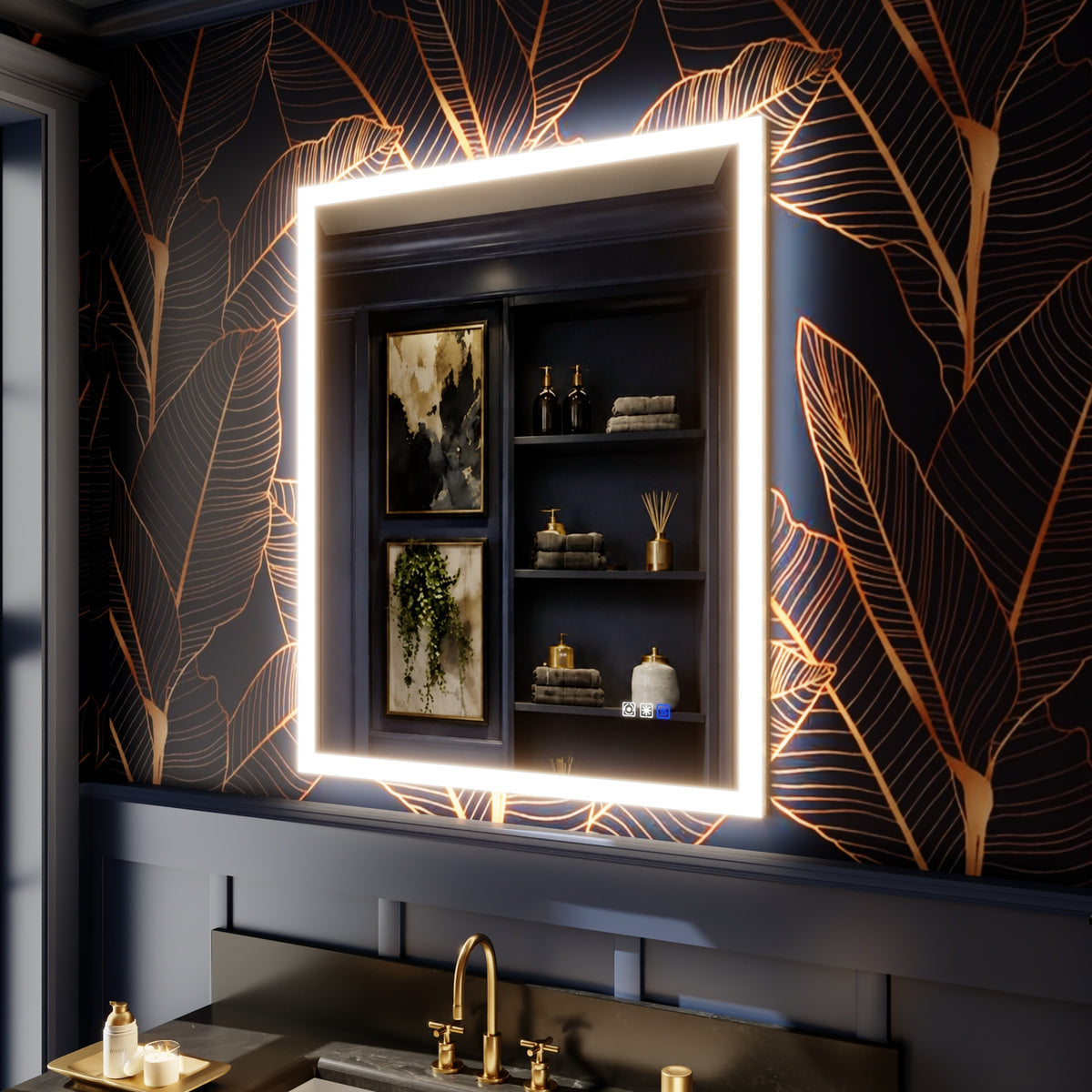 Solen 30" x 36" Frameless Rectangular Lighted Vanity Mirror with Anti-Fog and Bright LED Lighting Bathroom mirror