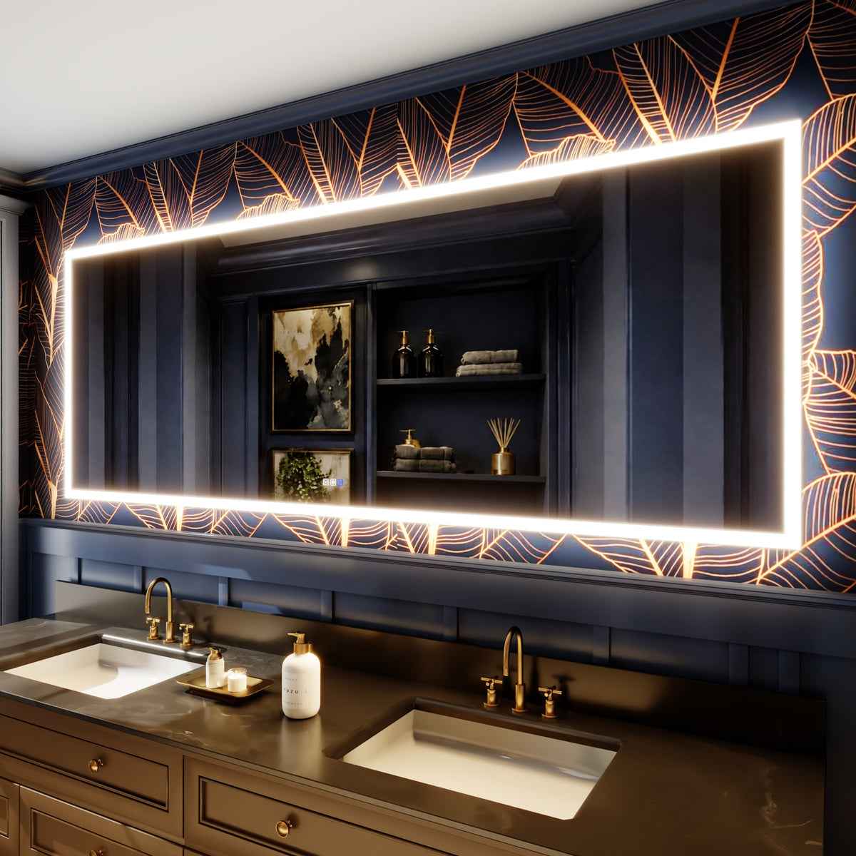 Solen 96" x 36" Frameless Rectangular Lighted Vanity Mirror with Anti-Fog and Bright LED Lighting