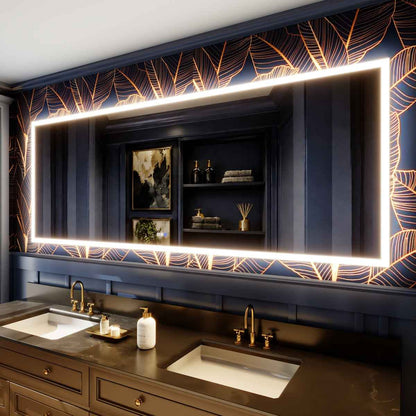 Solen 96" x 36" Frameless Rectangular Lighted Vanity Mirror with Anti-Fog and Bright LED Lighting