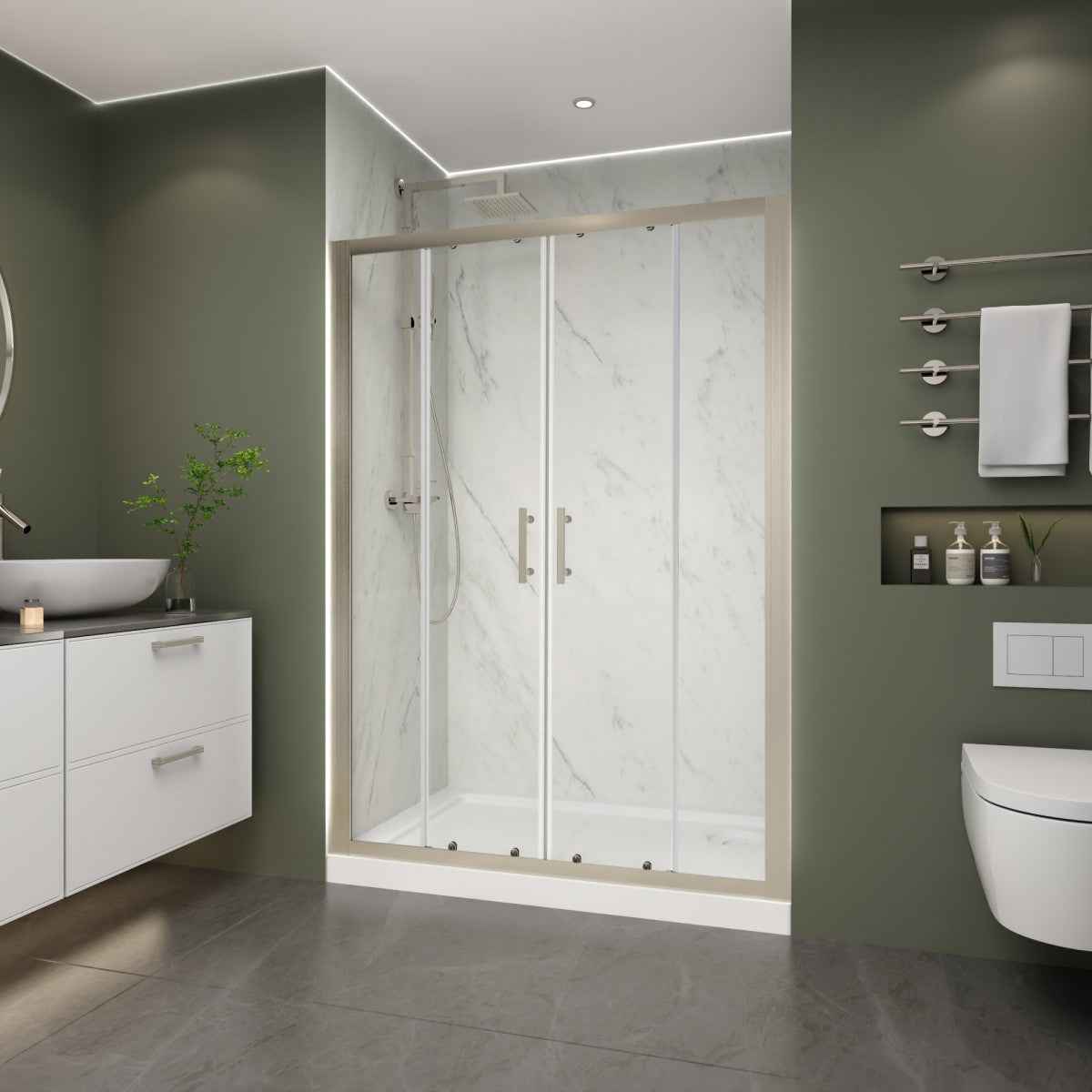 Holden 50-54.W x 70.H Easy Clean Double Framed Sliding Shower Door with 1/4" (6mm) Clear SGCC Tempered Glass, Brushed Nickel Finish,Burshed Nickel (Copy)