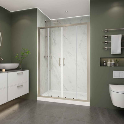 Holden 50-54.W x 70.H Easy Clean Double Framed Sliding Shower Door with 1/4" (6mm) Clear SGCC Tempered Glass, Brushed Nickel Finish,Burshed Nickel (Copy)
