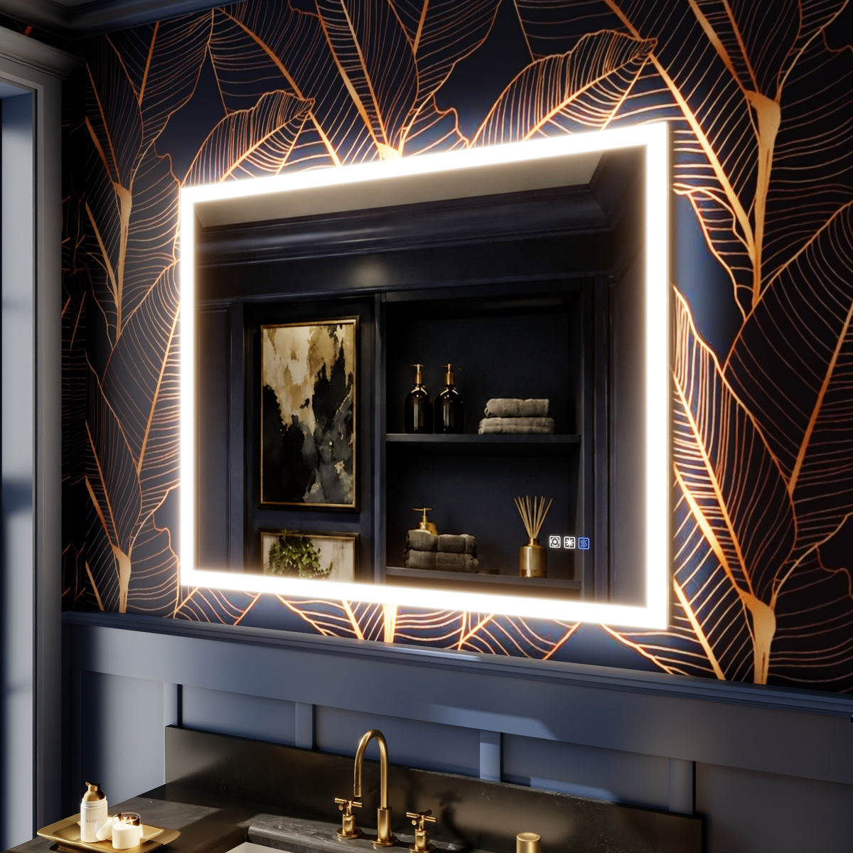 Solen 40" x 32" Frameless Rectangular Lighted Vanity Mirror with Anti-Fog and Bright LED Lighting Bathroom mirror