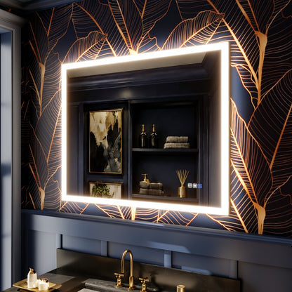 Solen 40" x 32" Frameless Rectangular Lighted Vanity Mirror with Anti-Fog and Bright LED Lighting Bathroom mirror