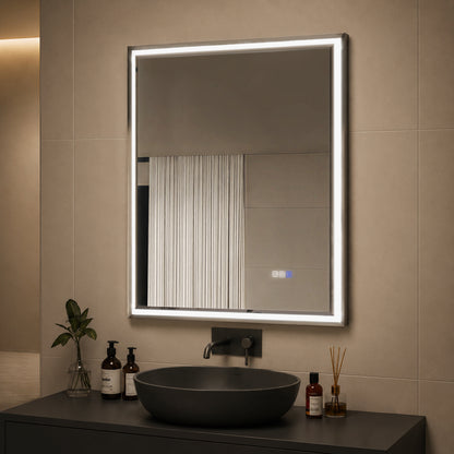 30"W x 36"H Lighted Mirrors | Verloar Brushed Nickel Front-Lit Mirror