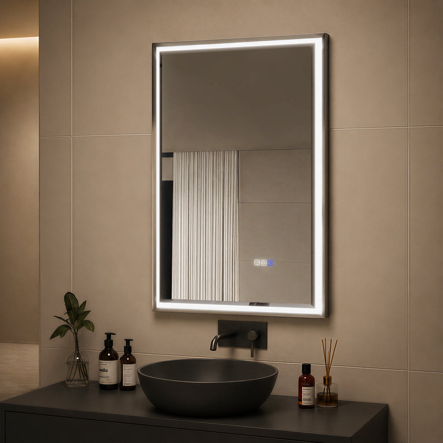 Verloar 22" W x 34" H Lighted Bathroom Mirror - Dimmable, Anti-Fog, Front-Lit Illumination in Brushed Nickel