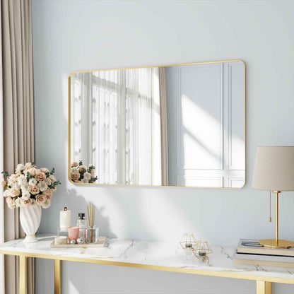 Noir 48" x 30" Gold Framed Rectangular Bathroom Mirror