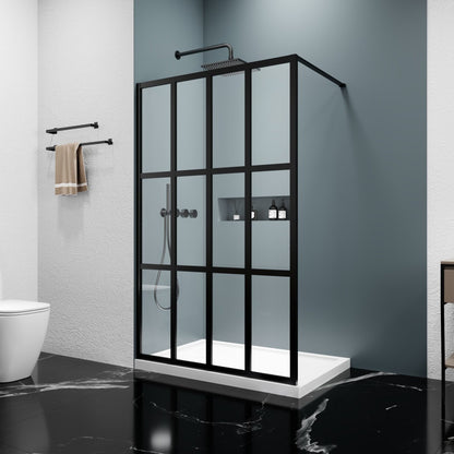 Atlas 46" X 72" Black Shower Door Clear Tempered Glass Framed Shower Screen Walk-in,Corner shower door - ExBriteUSA