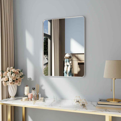 Noir 28" x 36" Silver Framed Rectangular Bathroom Mirror