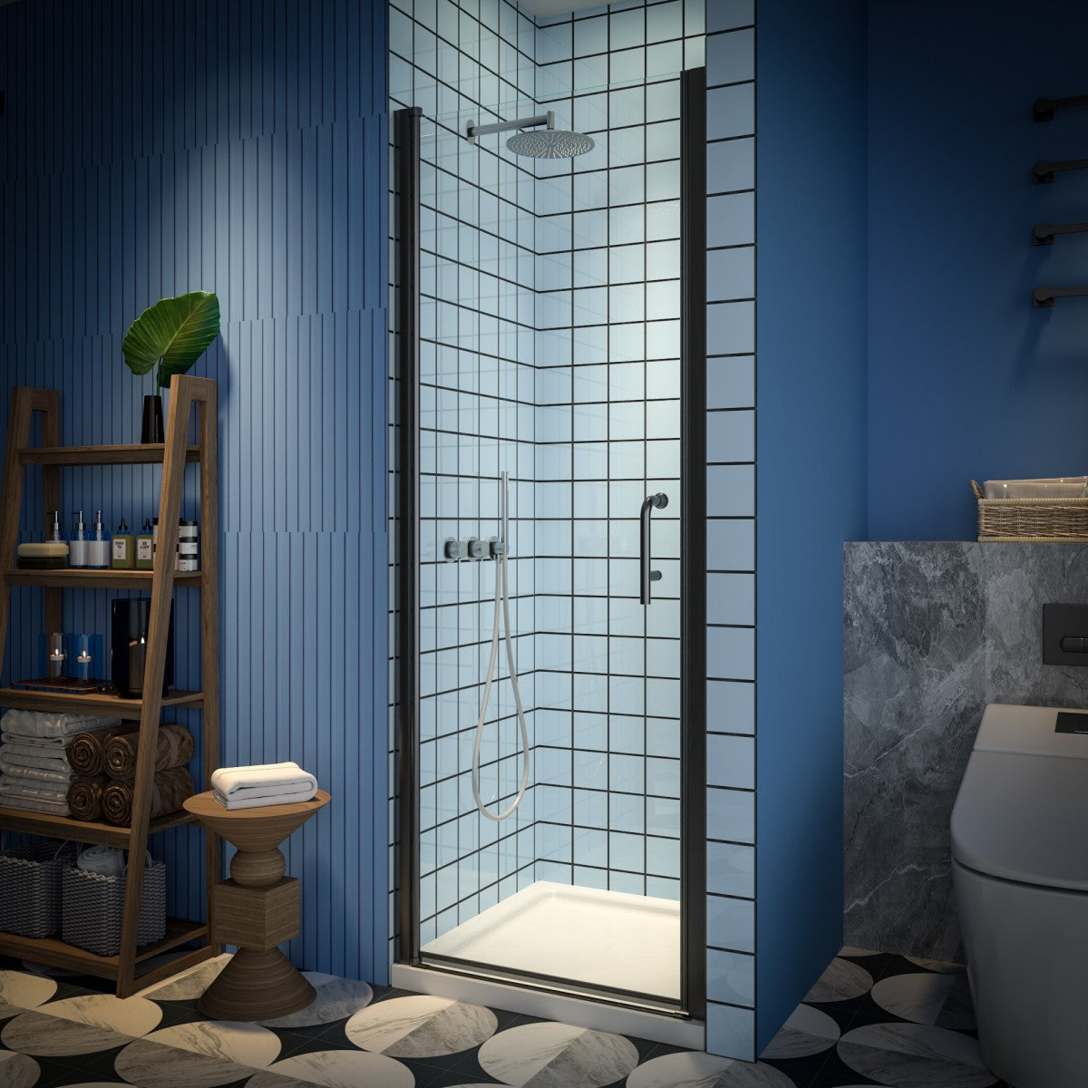 Classy 28-30"x72" Frameless Shower Door in Matte Black,Water Repellent Glass with Seal Strip Parts and Handle,6mm Glass Shower Door - ExBriteUSA