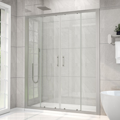 Holden 50-54"W x 70"H Easy Clean Shatter Proof Double Framed Sliding Shower Door with 1/4" (6mm) Clear SGCC Tempered Glass,Brush Nickel