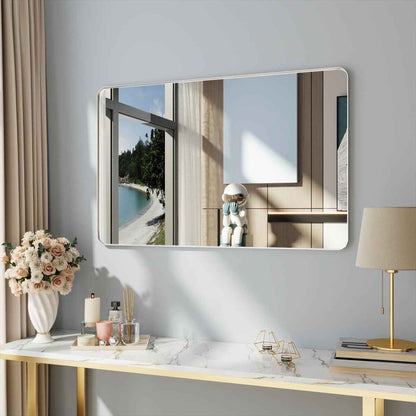 Noir 48" x 30" Silver Framed Rectangular Bathroom Mirror