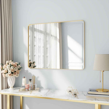 Noir 40" x 32" Gold Framed Rectangular Bathroom Mirror