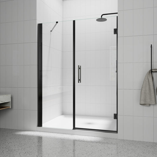 Valor-W Allsumhome 56-58"Wx71"H Semi-Frameless Pivot Glass Shower Door,Pivot Shower Door,SGCC Tempered Glass,Matte Black,Reversible Installation