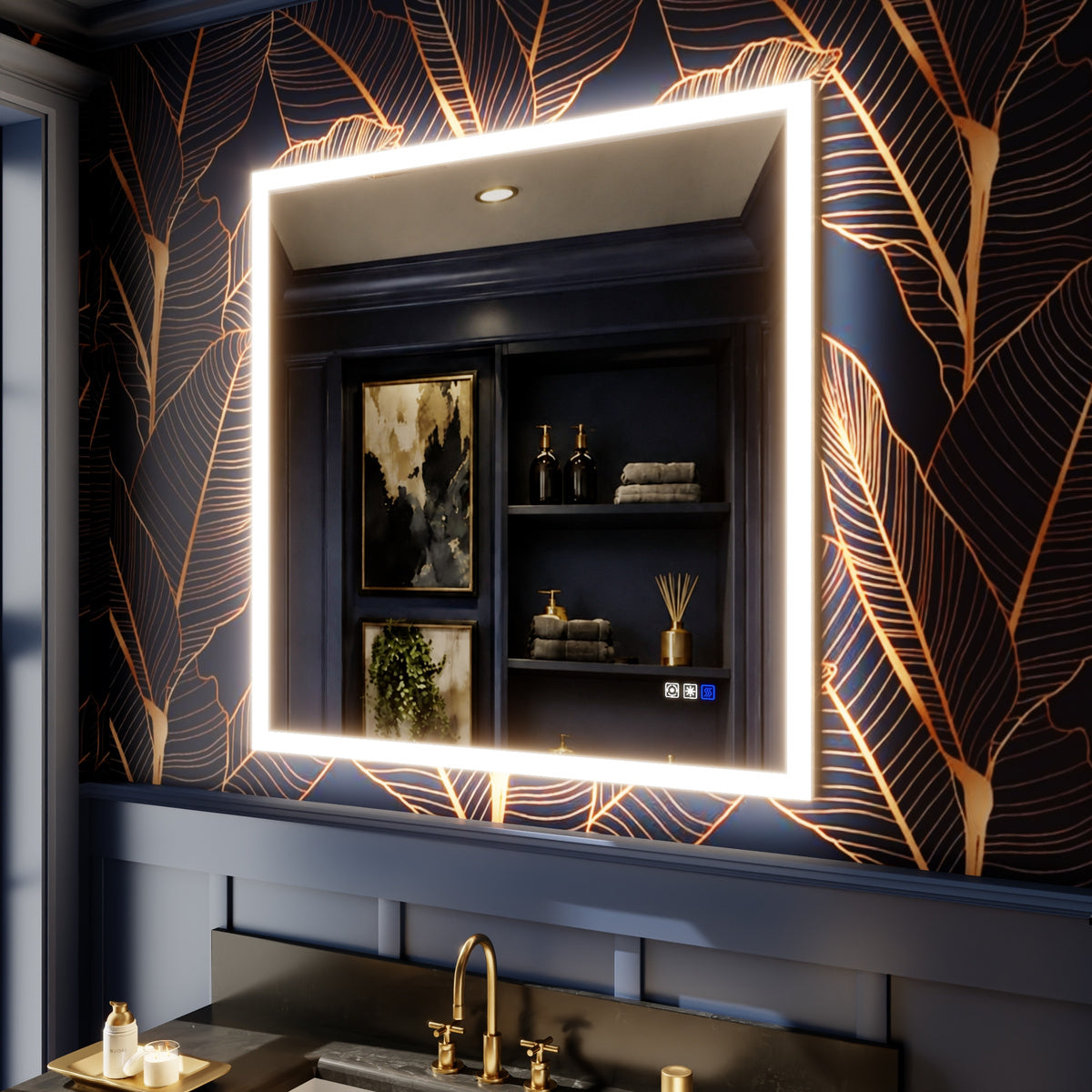 Solen 36" x 36" Frameless Rectangular Lighted Vanity Mirror with Anti-Fog and Bright LED Lighting Bathroom mirror