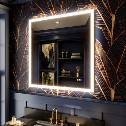 Solen 36" x 36" Frameless Rectangular Lighted Vanity Mirror with Anti-Fog and Bright LED Lighting Bathroom mirror