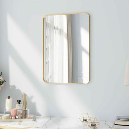 Noir 20" x 28" Gold Framed Rectangular Bathroom Mirror