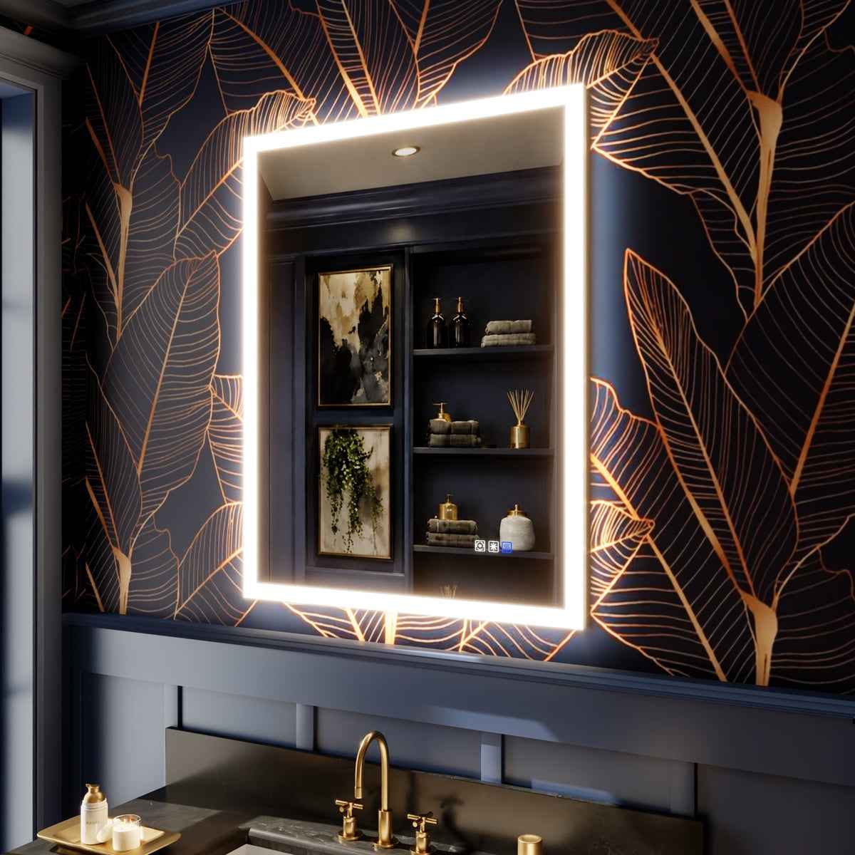 Solen 28" x 36"Frameless Rectangular Lighted Vanity Mirror with Anti-Fog and Bright LED Lighting