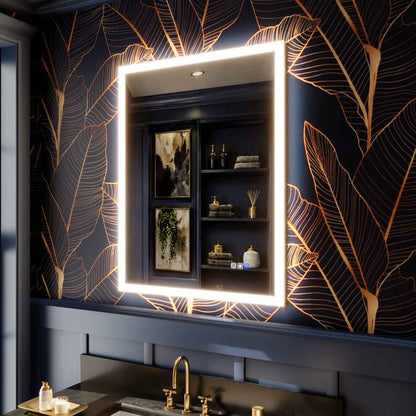 Solen 28" x 36"Frameless Rectangular Lighted Vanity Mirror with Anti-Fog and Bright LED Lighting