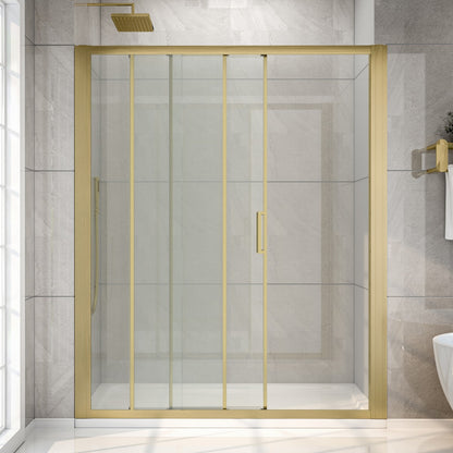 Nexus 56-60W x 70.H Easy Clean Framed Tri-Fold Sliding Shower Door with 1/4" (6mm) Clear SGCC Tempered Glass,Brushed Golde Finish