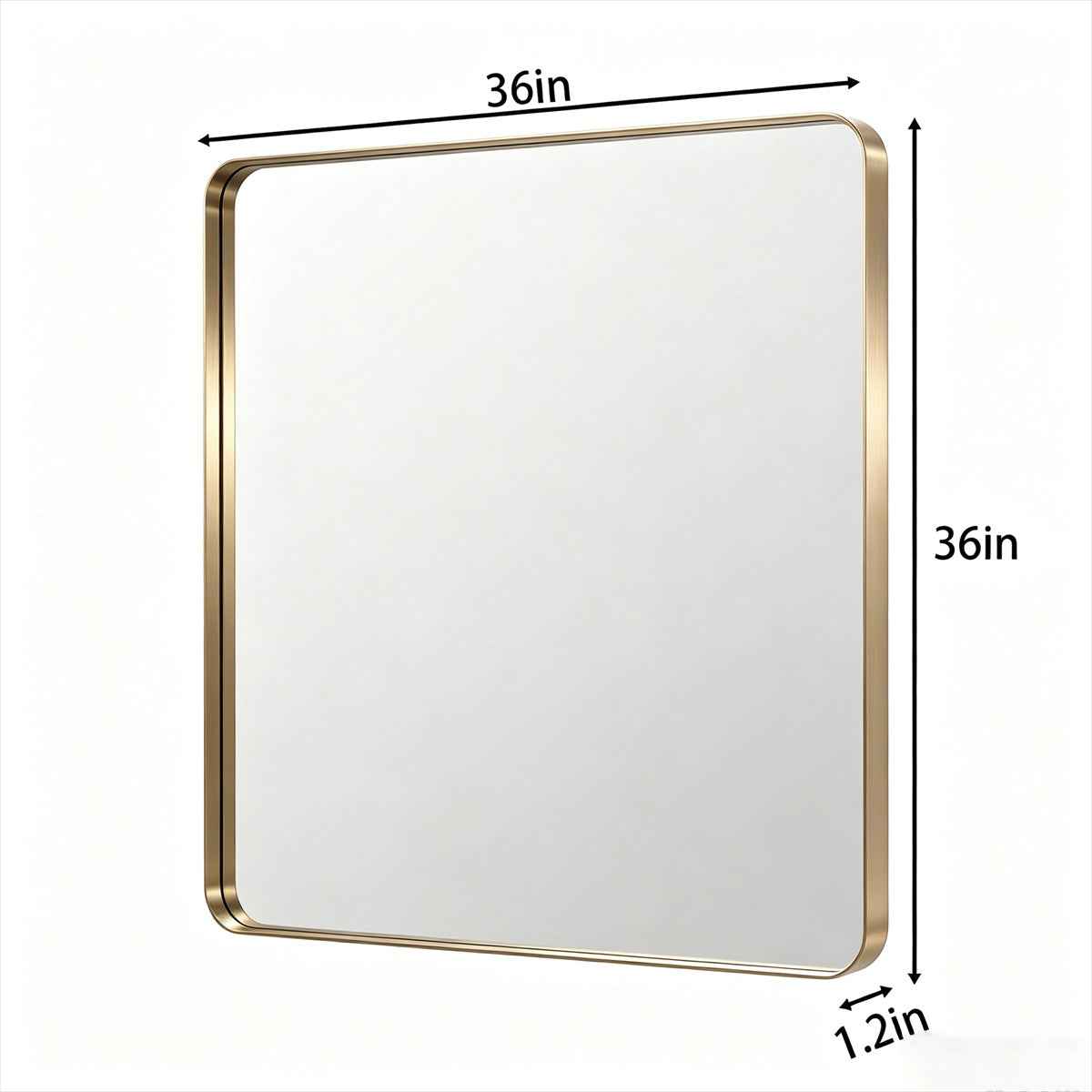 Noir 36" x 36" Gold Framed Rectangular Bathroom Mirror