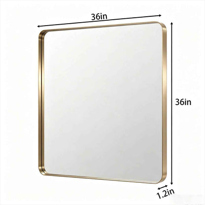 Noir 36" x 36" Gold Framed Rectangular Bathroom Mirror