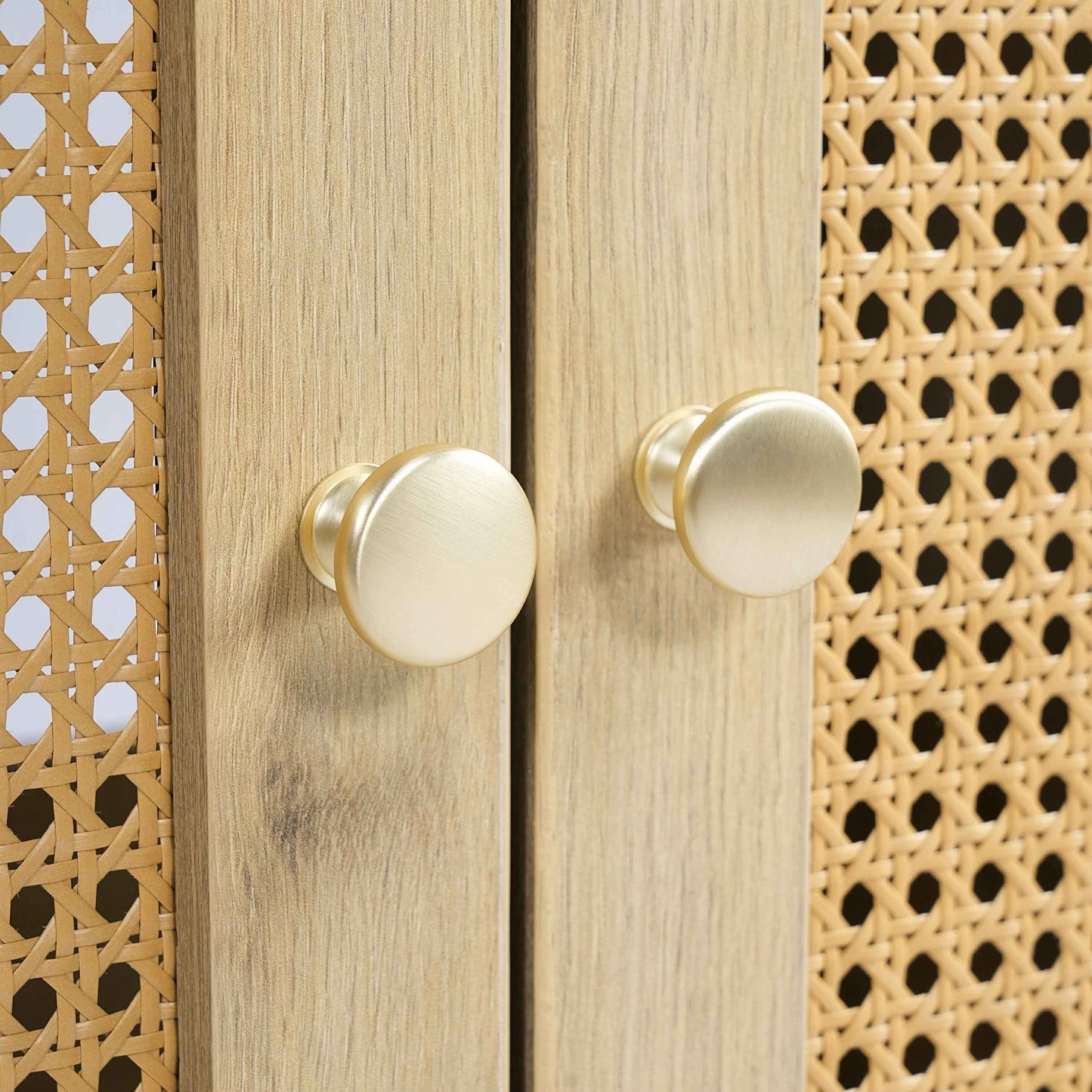 ExBrite 30" Bathroom Vanity with Resin Sink, Solid Wood Legs & Handwoven Rattan Doors for Modern Bathroom Storage