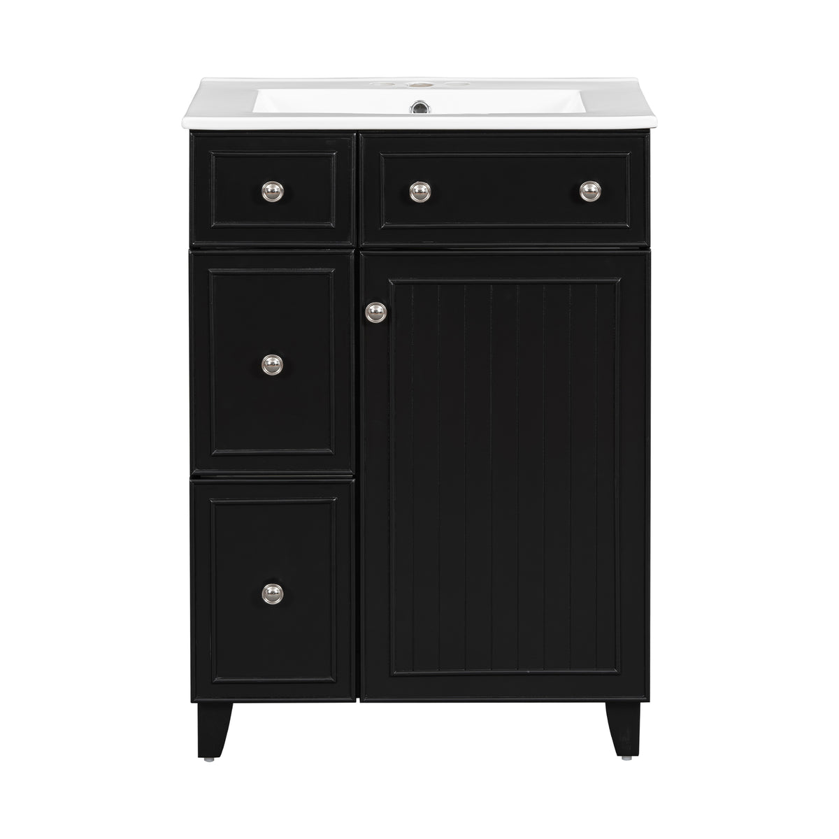 Exbrite 24-Inch Black Bathroom Vanity with Ceramic Sink and Soft-Close Storage