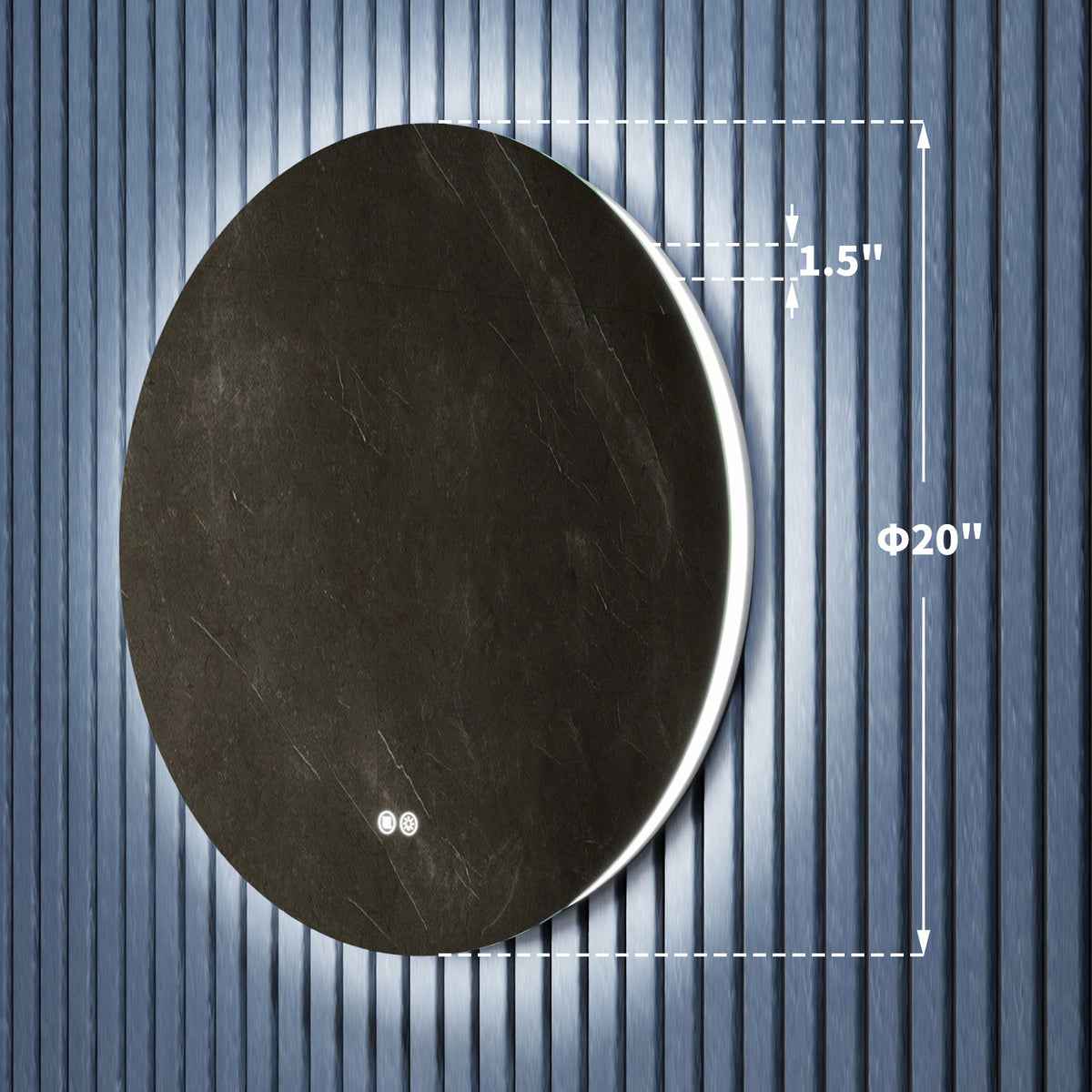 Caivell 20" Round 3-Color Anti-Fog Backlit LED Bathroom Mirror