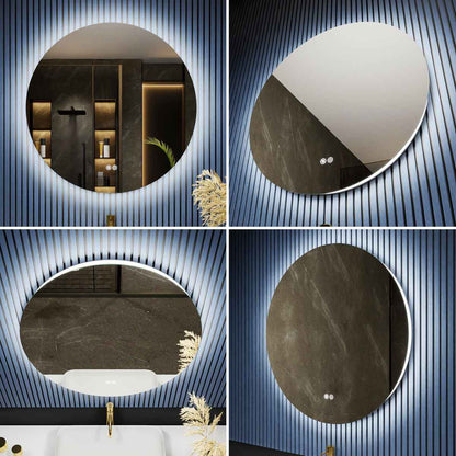 Caivell 20" Round 3-Color Anti-Fog Backlit LED Bathroom Mirror