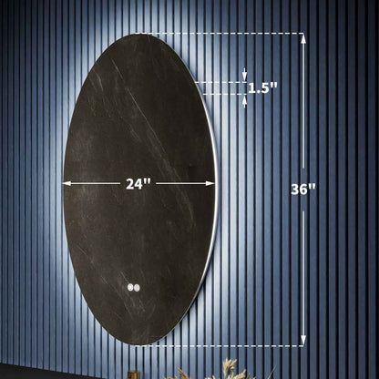 Caivell 20" x 28" Oval 3-Color Anti-Fog Backlit LED Bathroom Mirror