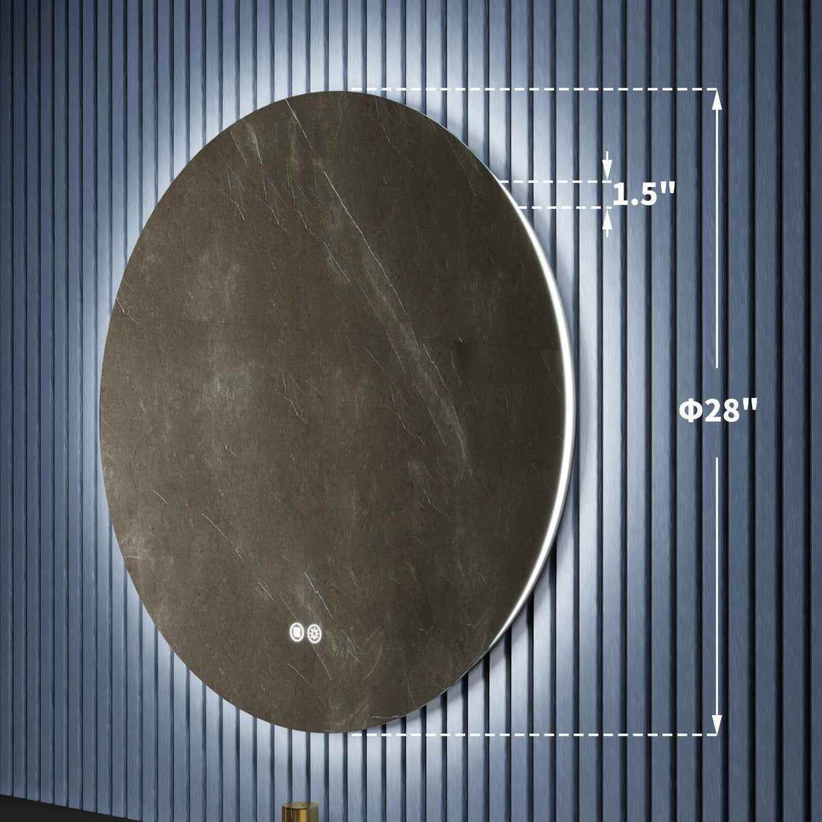 Caivell 28" Round 3-Color Anti-Fog Backlit LED Bathroom Mirror
