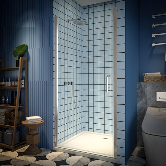 Classy 36-38" W X 72" H Pivot Semi-Frameless Glass Shower Door Nickel