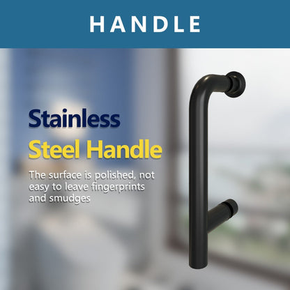 Classy 24 - 25" W x 72" H Small Clear Glass Shower Door Hinged Pivot Black Install