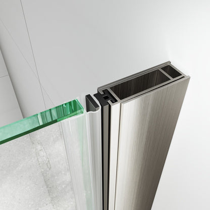 Classy 28 in Shower Door - 28-30" W X 72" H Semi-Frameless Nickel Glass Shower Door with Handle