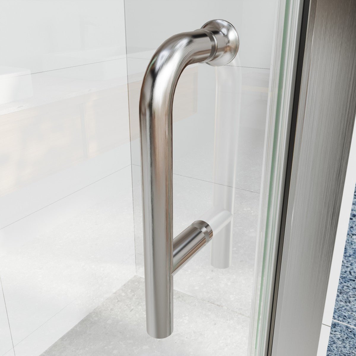 Classy 28 in Shower Door - 28-30" W X 72" H Semi-Frameless Nickel Glass Shower Door with Handle