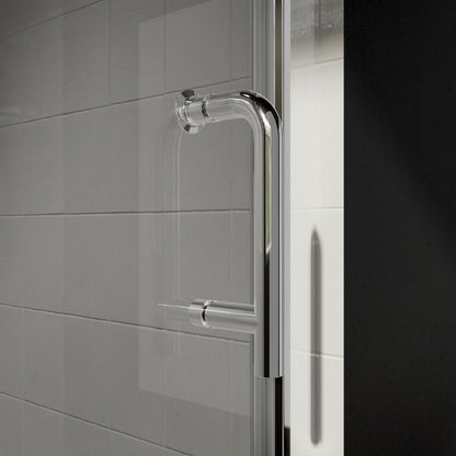 Classy 32 - 33" W x 72" H Pivot Shower Door Semi - Frameless Hinged in Chrome Install Glass Shower Door