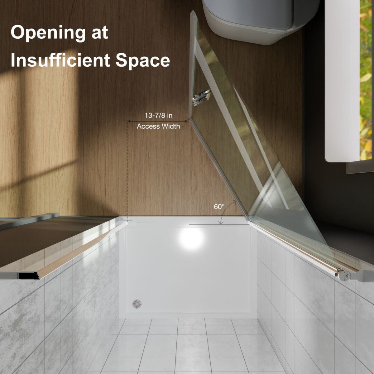 Classy 32 - 33" W x 72" H Pivot Shower Door Semi - Frameless Hinged in Chrome Install Glass Shower Door