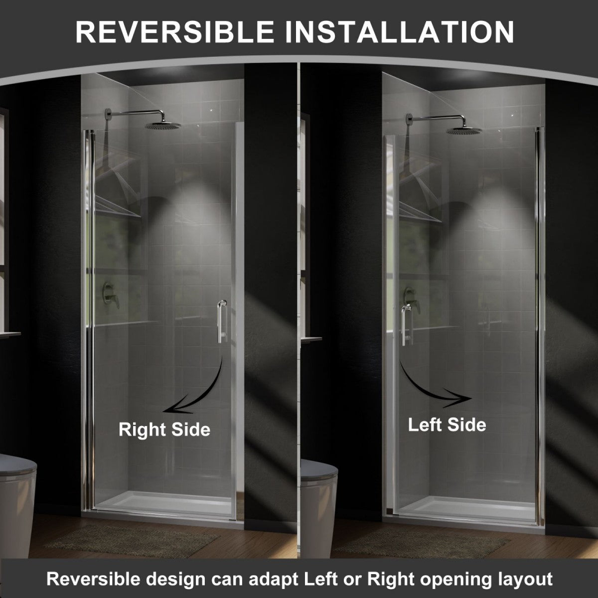 Classy 32 - 33" W x 72" H Pivot Shower Door Semi - Frameless Hinged in Chrome Install Glass Shower Door