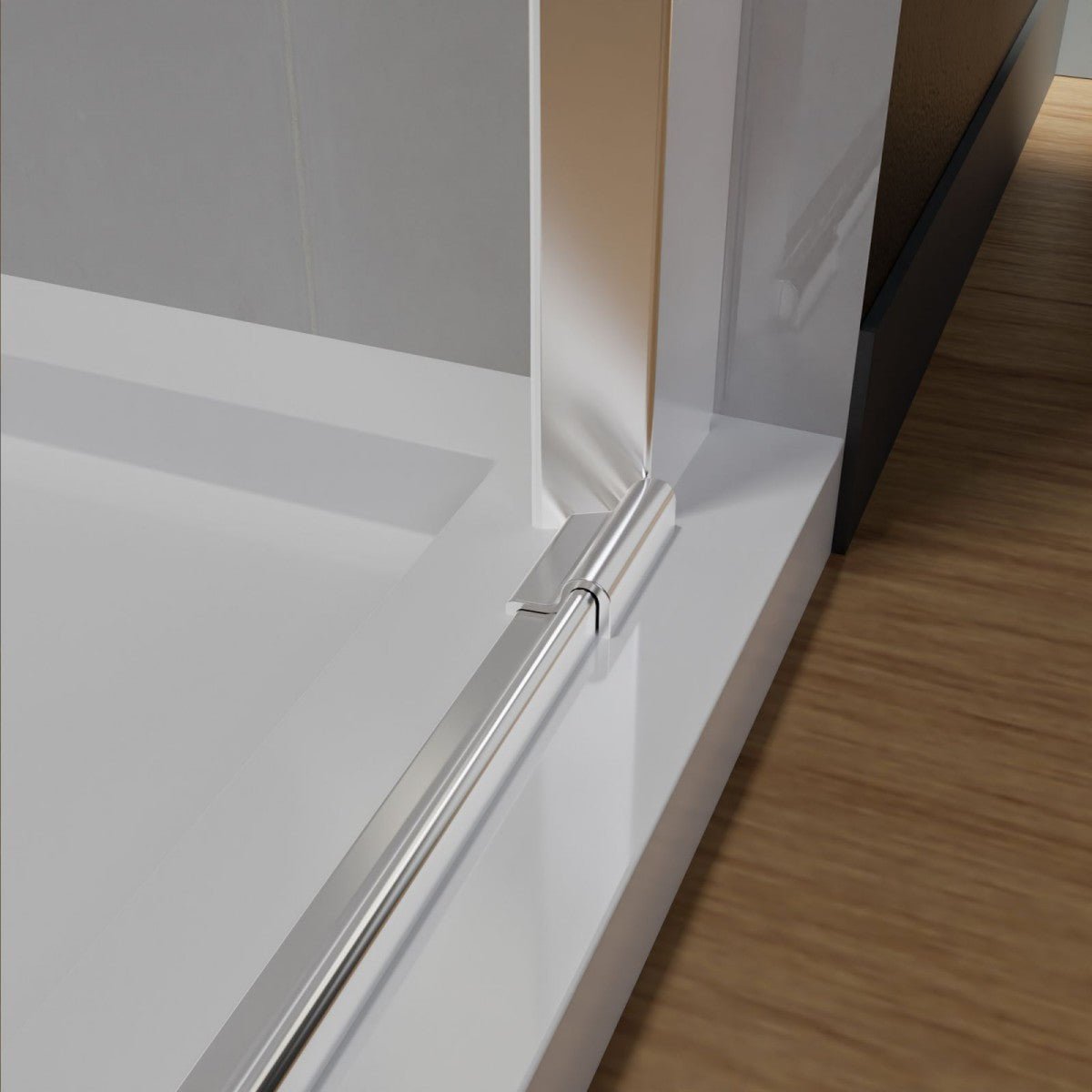 Classy 32 - 33" W x 72" H Pivot Shower Door Semi - Frameless Hinged in Chrome Install Glass Shower Door