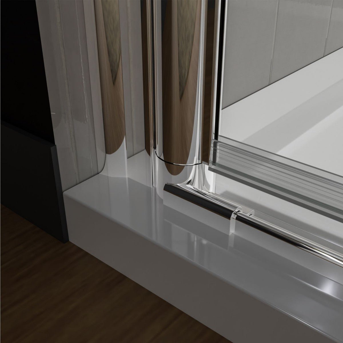 Classy 32 - 33" W x 72" H Pivot Shower Door Semi - Frameless Hinged in Chrome Install Glass Shower Door