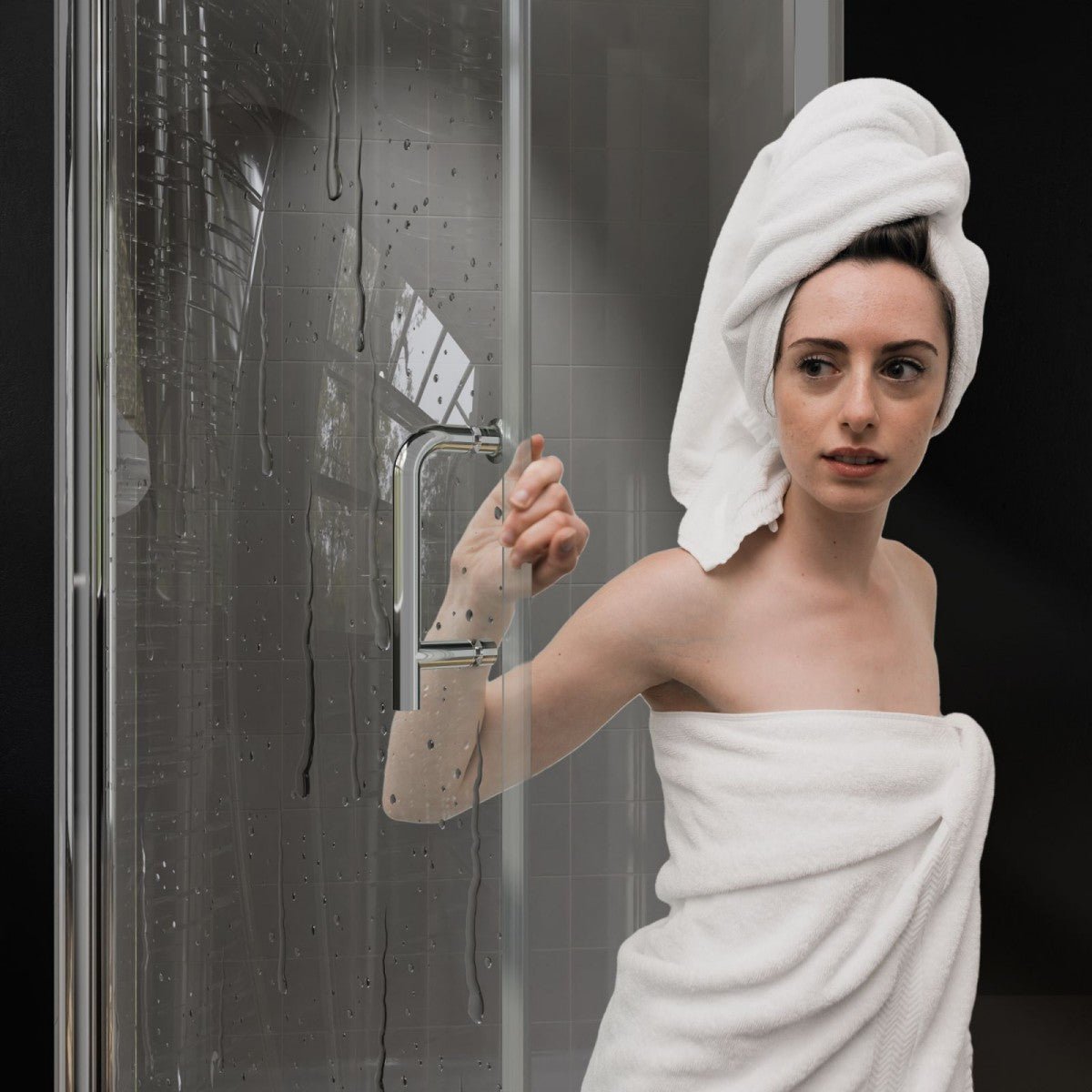 Classy 32 - 33" W x 72" H Pivot Shower Door Semi - Frameless Hinged in Chrome Install Glass Shower Door