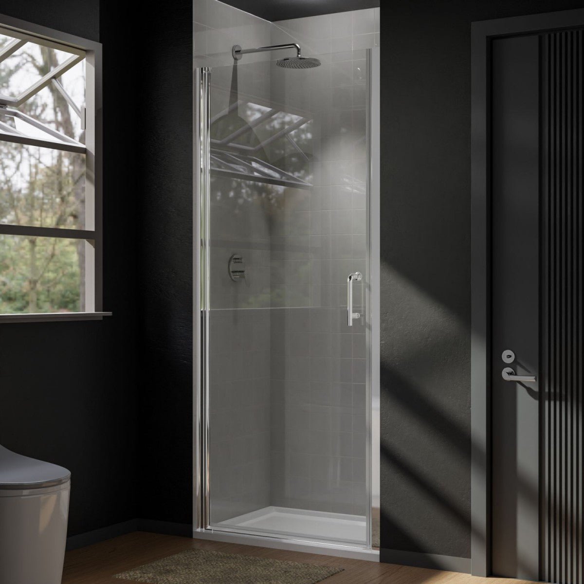 Classy 32 - 33" W x 72" H Pivot Shower Door Semi - Frameless Hinged in Chrome Install Glass Shower Door