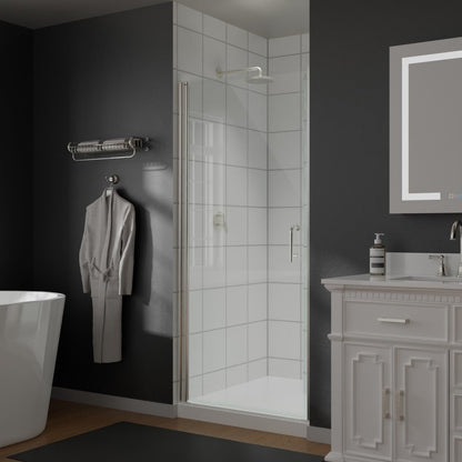 Classy 34 - 35" W x 72" H Hinged Pivot Semi - Frameless Shower Door Brushed Nickel Install Glass Shower Door