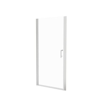 Classy 34 - 35" W x 72" H Hinged Pivot Semi - Frameless Shower Door Brushed Nickel Install Glass Shower Door