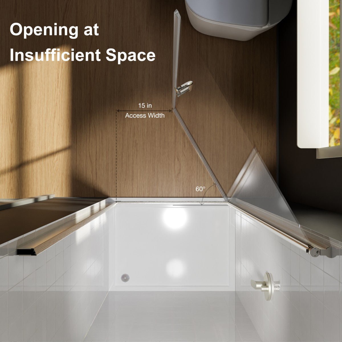 Classy 34 - 35" W x 72" H Hinged Pivot Semi - Frameless Shower Door Brushed Nickel Install Glass Shower Door