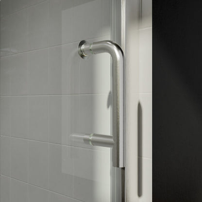 Classy 34 - 35" W x 72" H Hinged Pivot Semi - Frameless Shower Door Brushed Nickel Install Glass Shower Door