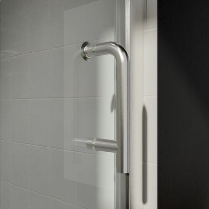 Classy 36 - 37" W X 72" H Pivot Semi - Frameless Glass Shower Door Nickel