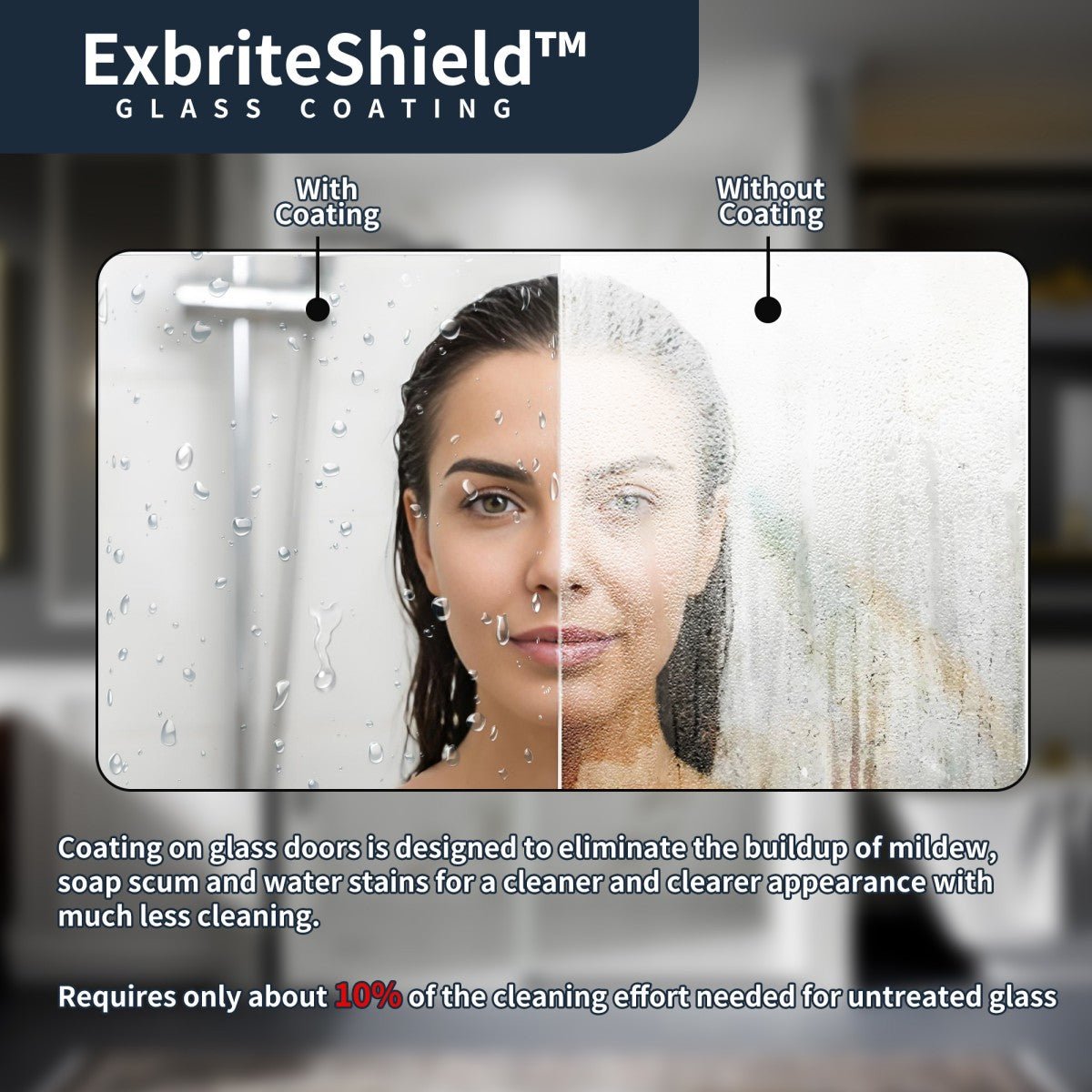 ExbriteShield glass coating comparison with and without coating on a glass door.